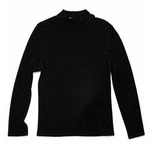 Vintage Long Sleeve Crew Neck Velvet Top Black Size Large